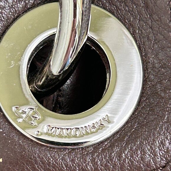 B. Makowsky Women's Leather Durango Shoulder Handbag KB8 Brown/Silver A201654 - Picture 6 of 14